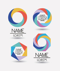 collection of colorful abstract geometric symbols on white background vector illustration