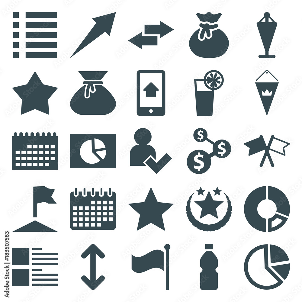 Poster set of 25 ui filled icons