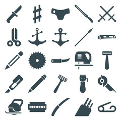 Set of 25 sharp filled icons