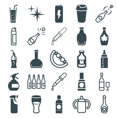 Set of 25 bottle filled and outline icons
