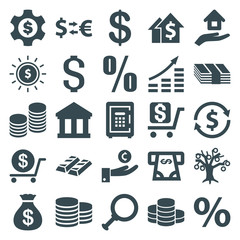 Set of 25 investment filled icons