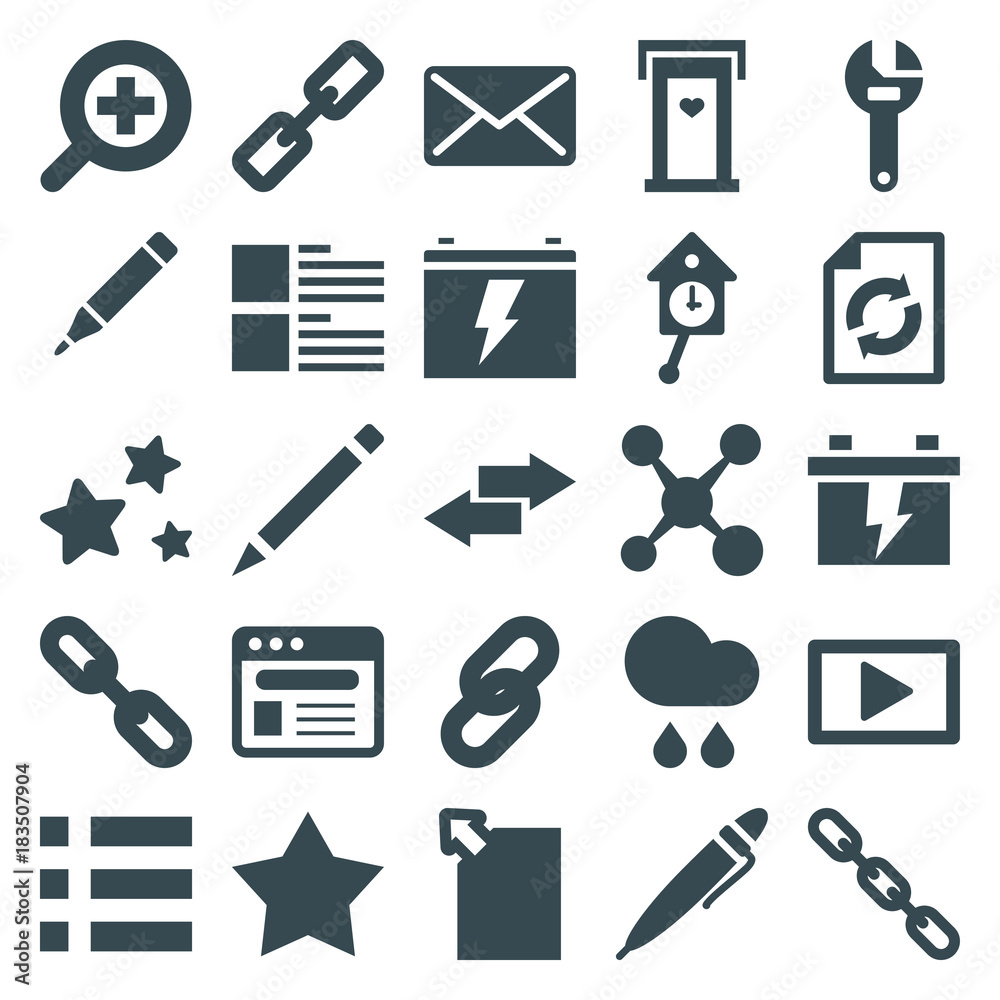 Poster set of 25 interface filled icons