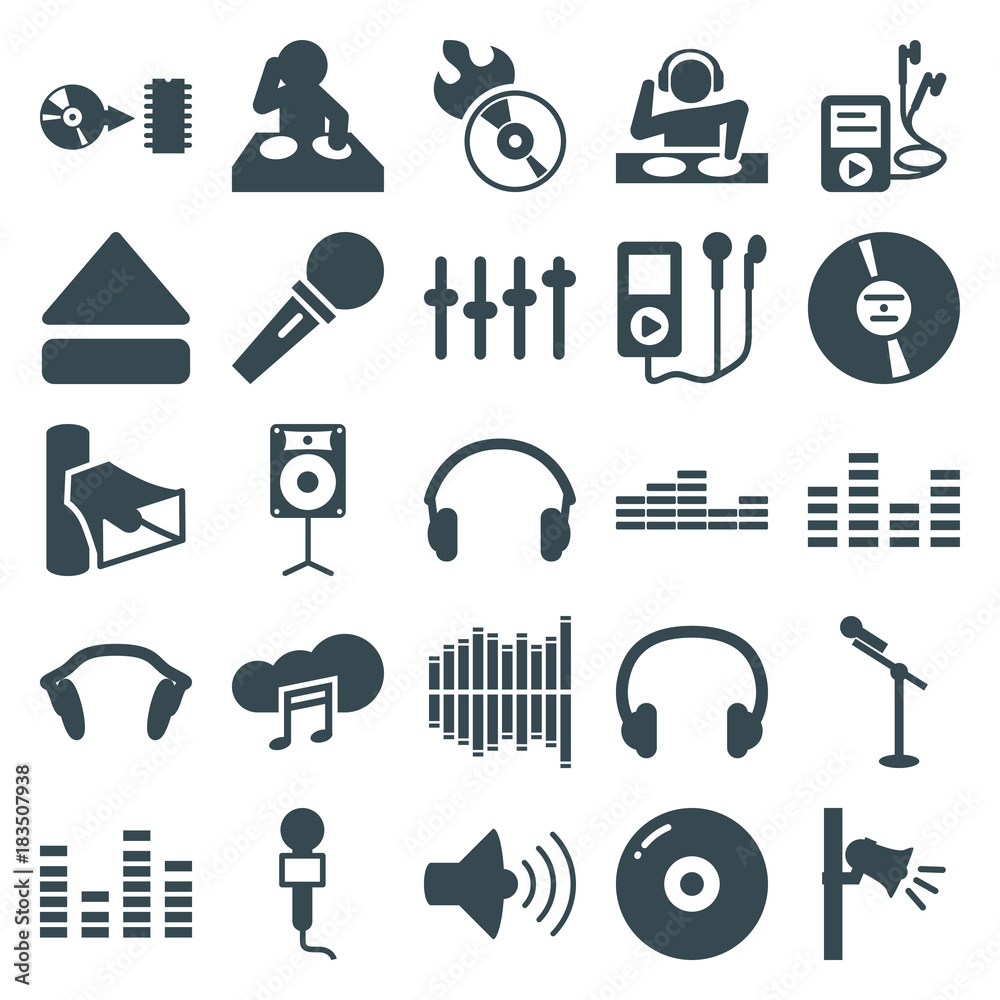 Canvas Prints set of 25 audio filled icons