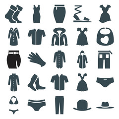 Set of 25 wear filled icons