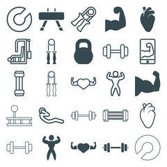 Set of 25 muscle filled and outline icons