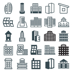 Fototapeta premium Set of 25 skyscraper filled and outline icons