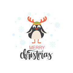 Christmas background with penguin