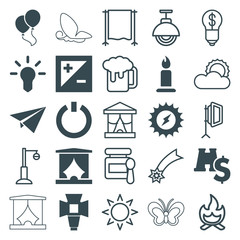 Set of 25 light filled and outline icons