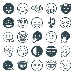 Set of 25 expression filled and outline icons