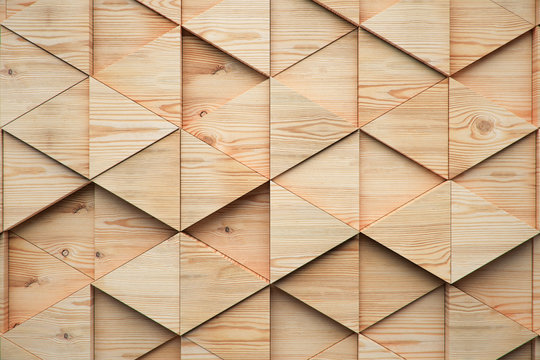 Fototapeta Drewniany trójgraniasty Abstrakcjonistyczny poligonalny tło od drewnianego, 3d odpłaca się