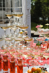 Glasses of champagne on the table