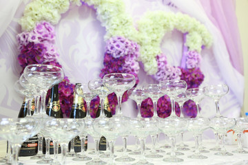 Glasses of champagne on the table