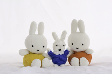 Doll family.Rabbit on a white background.