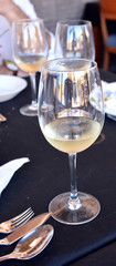 Celebration with a glass of white wine