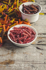 multicolored pasta Fusilli
