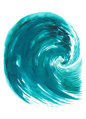 Sea wave. Abstract watercolor hand drawn illustration, Isolated on white background.