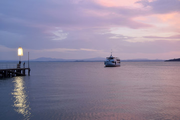 Italian Lakes - Sailing on the beautiful Lake Trasimeno at sunset - Umbria - Italy