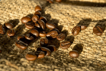 Coffee beans in the morning for a coffee shop.