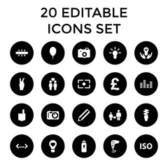 Creative icons. set of 20 editable filled creative icons
