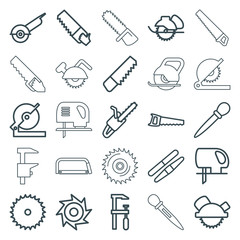 Set of 25 saw outline icons