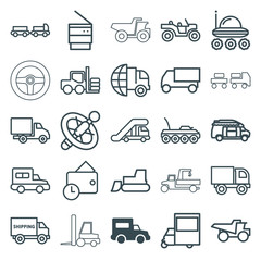 Set of 25 truck outline icons