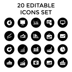 Diagram icons. set of 20 editable filled diagram icons