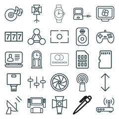 Set of 25 digital outline icons