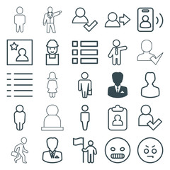 Set of 25 user outline icons
