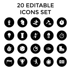 Competition icons. set of 20 editable filled competition icons