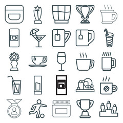 Set of 25 cup outline icons