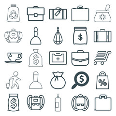 Set of 25 bag outline icons