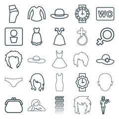 Set of 25 woman outline icons