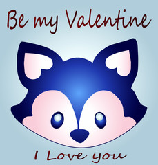 Dear valentine - a dog close-up - be my valentine. A beautiful cartoon sketch of a raccoon dog, an idea for a greeting card. Day of Love