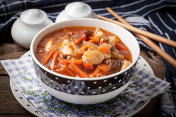 Chinese chicken with vegetables.