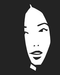 Stylized portrait of attractive model in black and white