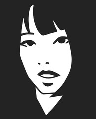 Stylized portrait of attractive model in black and white