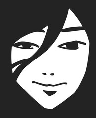 Stylized portrait of attractive model in black and white