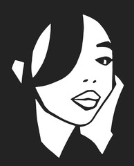 Stylized portrait of attractive model in black and white
