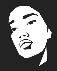 Stylized portrait of attractive model in black and white