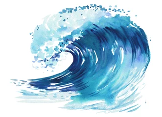 Sea wave. Abstract watercolor hand drawn illustration, Isolated on white background. © katyau