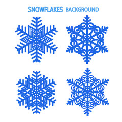 Set with snowflakes. Illustration in blue colors.