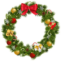 Vector Christmas Wreath with Garland © dashadima