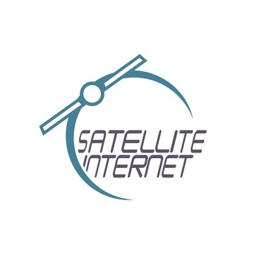 
An illustration depicting a satellite above the Earth, in the form of a symbol and logo