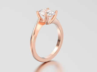 3D illustration rose gold engagement illusion twisted ring with diamond