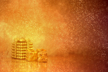 Golden Sparkle vintage Christmas background. Happy New Year 

