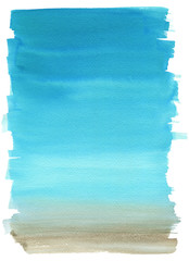 Ocean watercolor hand painting illustration.
