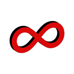 A simple three dimensional infinity red and black design.