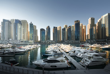 Fototapeta na wymiar Dubai Marina at sunset, United Arab Emirates