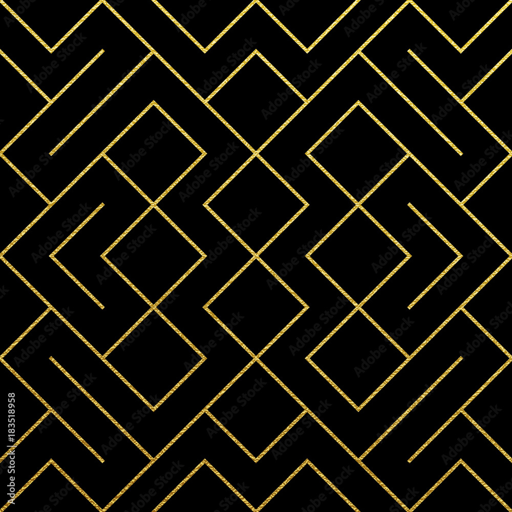 Aufkleber golden geometric pattern background with abstract gold glitter mesh texture. vector seamless ornate 