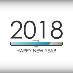 Happy New Year 2018 greeting card with loading bar. Vector illustration.